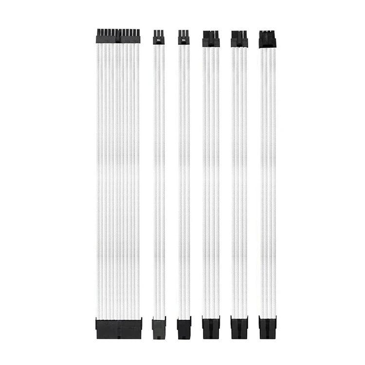 Atx Power Supply Network Cable Computer Case Power Transfer Pure White 24pin/6pin/8pin 350mm Extension Power Cable