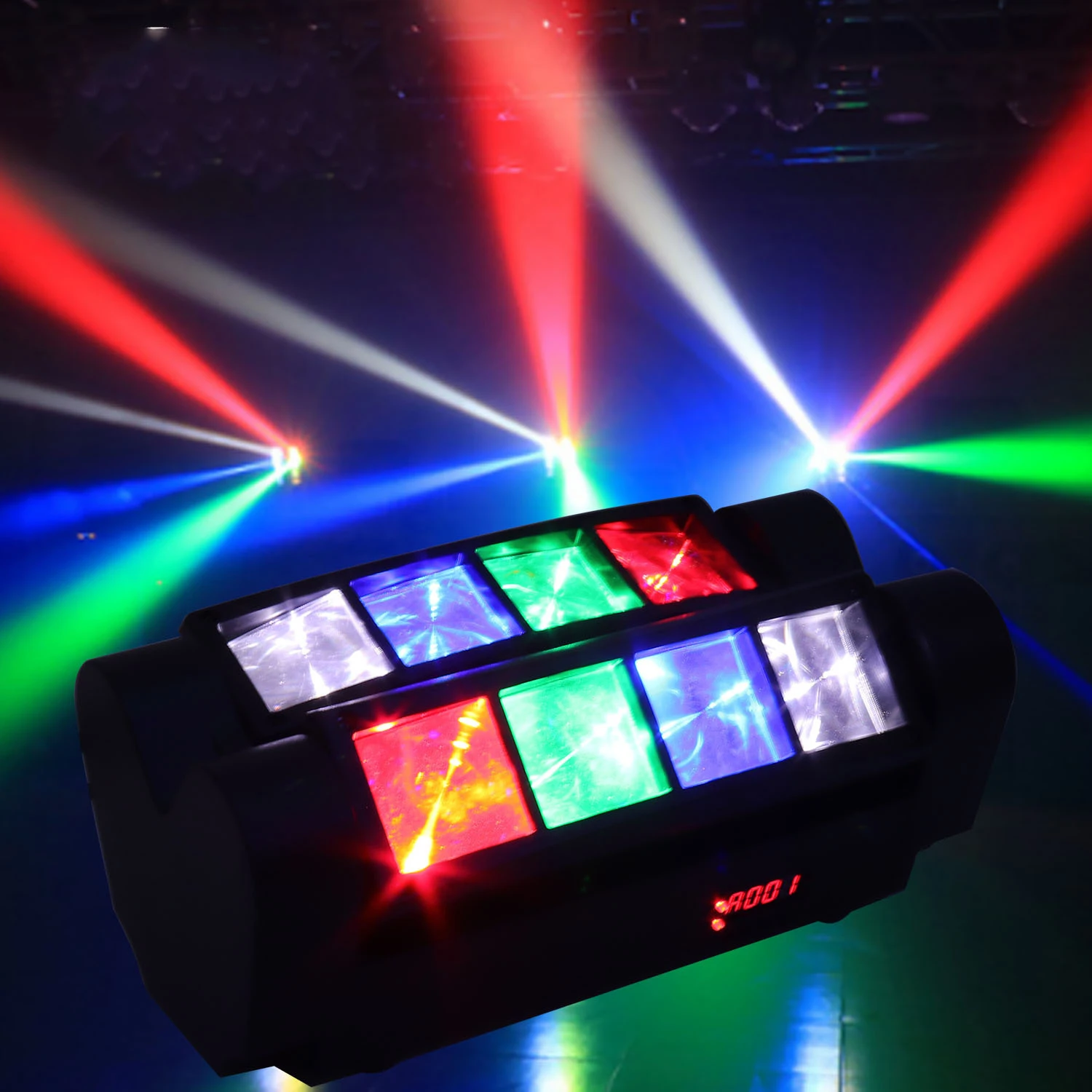 8x3W LED DJ RGBW Sound Activated DMX-512 Control Lighting Spider Beam Moving Head Stage Light for Party Pub Disco Show Wedding
