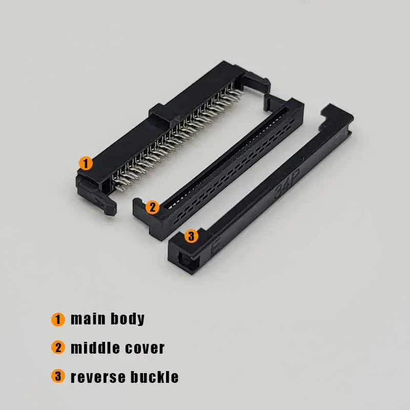 custom 6-28pin 1.27mm pitch 34 pin idc socket double row female connectors extension assembly