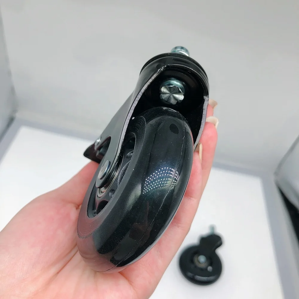 3 Inch 75mm Polyurethane PU Transparent Black Cool Office Chair  Quiet Smooth Running Revolving Brake Caster Wheels
