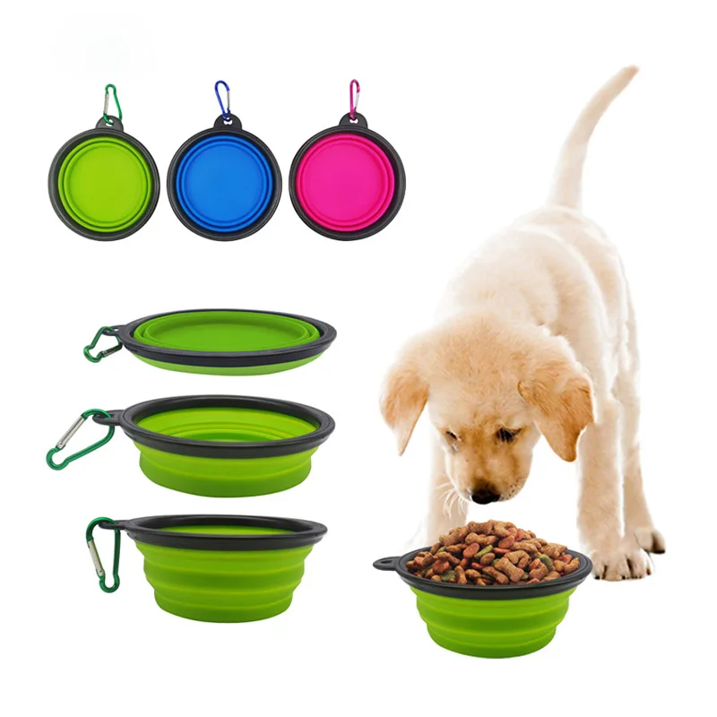 
hot selling Free Sample Custom Foldable Silicone Pet Water food Bowl Collapsible Travel Dog Bowl 
