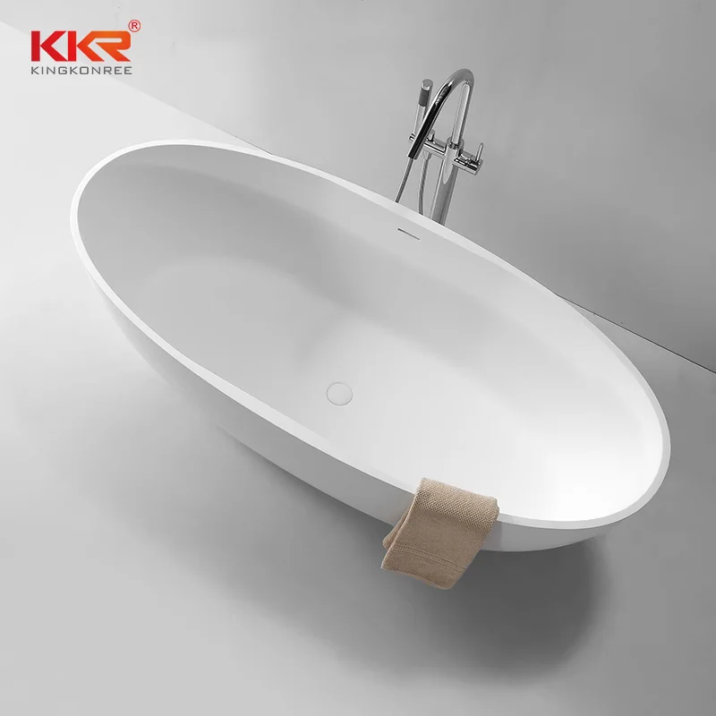 KKR White Matte Stone Resin Bath Tub Solid Surface Bathtubs