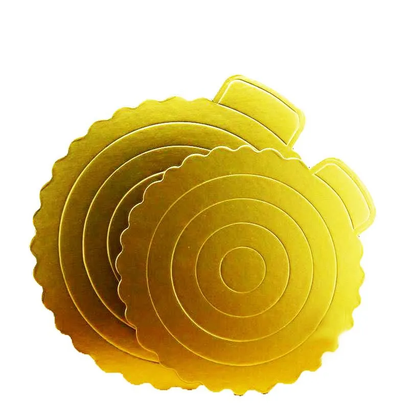 Custom Baked Cake Paper Board Pads Food Tray Golden Base Cardboard Mousse Mat Round Cake Pads