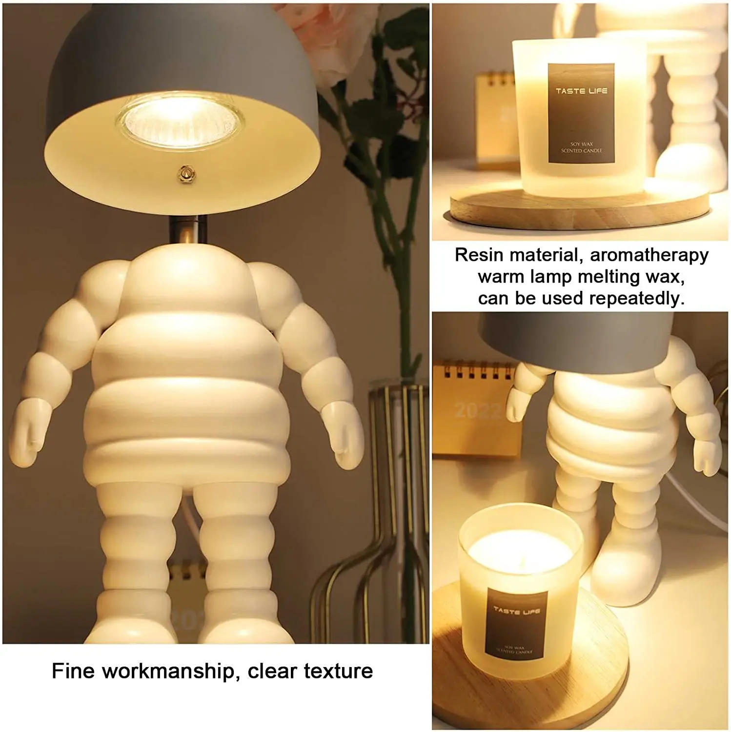 Dimmable Night Light Candle Warmer Robot Electronic Melting Lamps Home Office Bedroom Living Room UK Plug