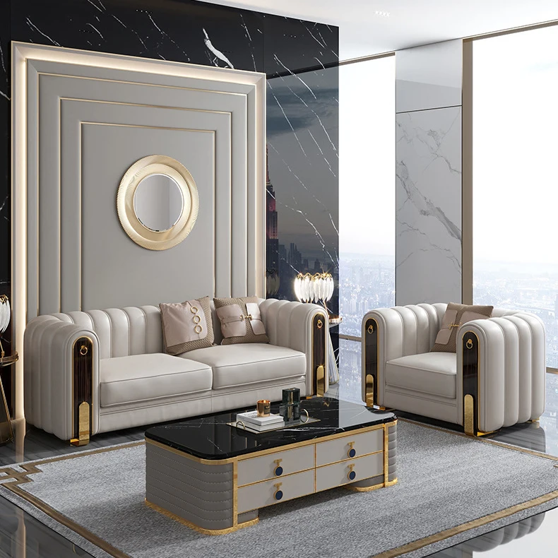 Luxury Italian high-end atmosphere of large and small household living room nappa leather sofa net red designer leather sofa