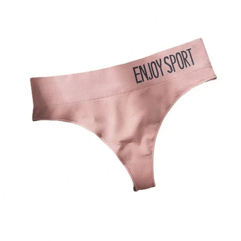 style Women underwear sexy seamless sports fitness letters wide waist mid waist traceless breifs T-back