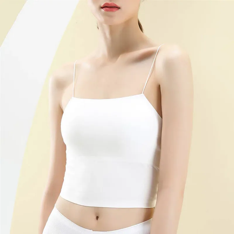 
New style Asia hot selling women low arc neckline underwear one piece seamless bra tube top camisole 