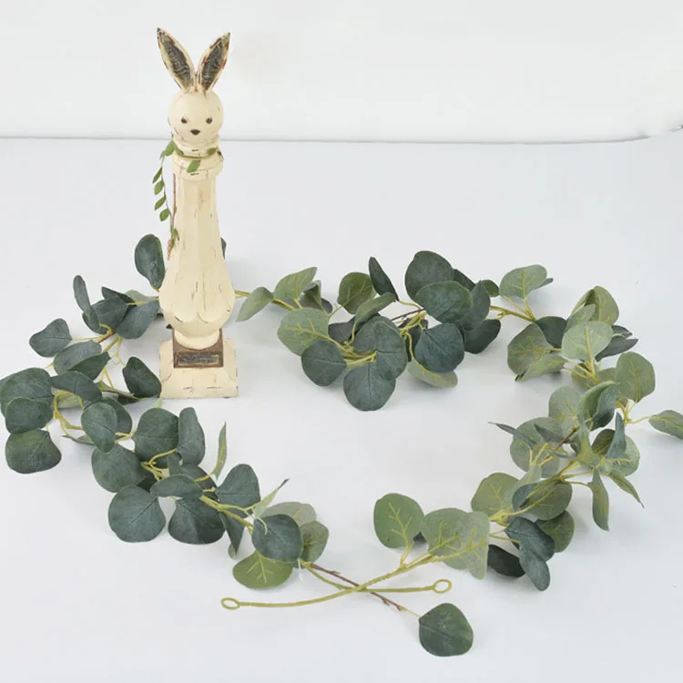 Wholesale green faux eucalyptus leaves vines artificial garland for wedding decoration