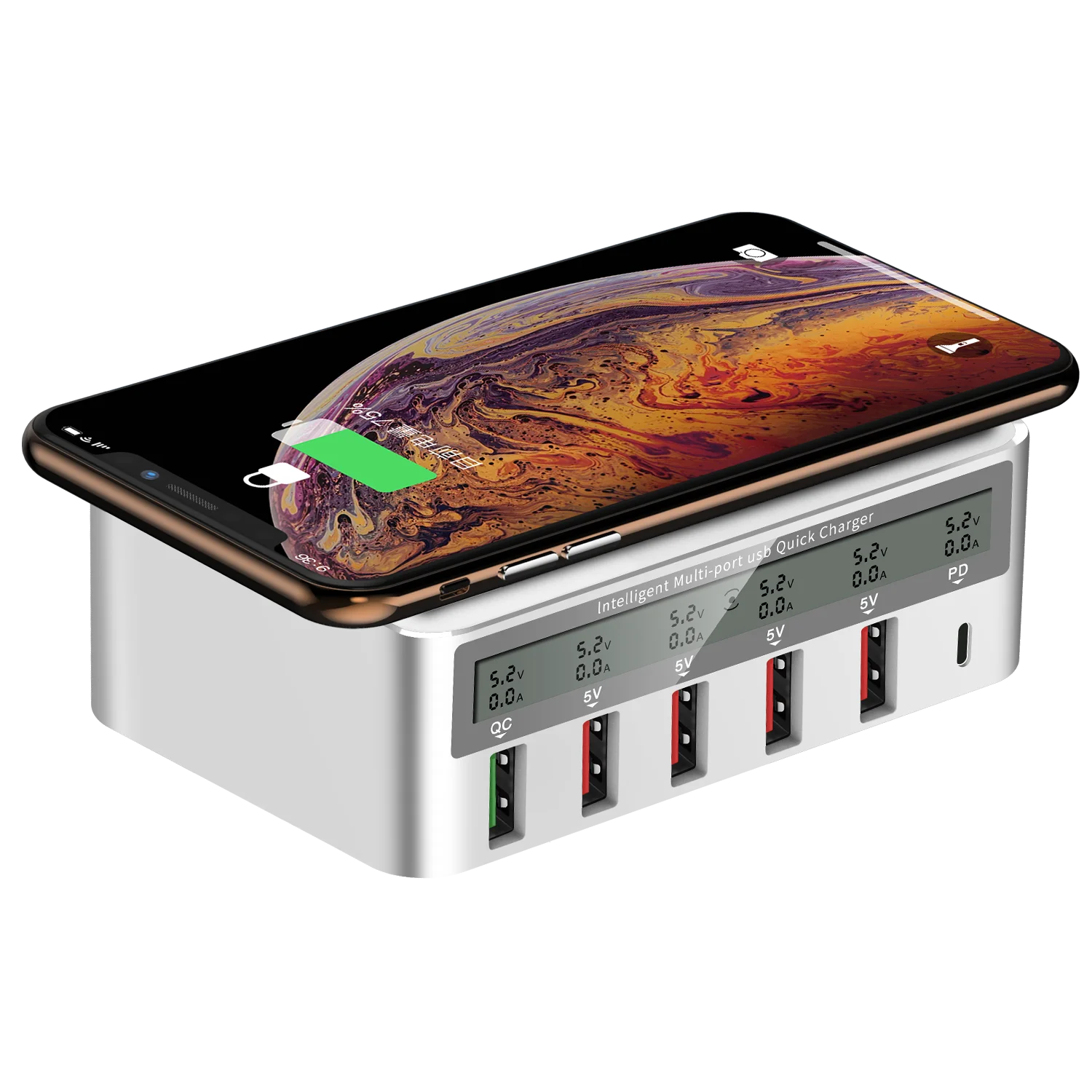 Кабель с разъемом USB типа c 6 Порты USB быстрое зарядное устройство 3,0 PD быстрая зарядная станция адаптер питания Настольный мобильный телефон зарядное устройство USB