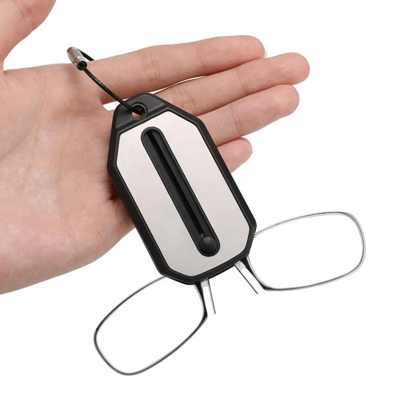 2023 Folding Legless Nose Clip Reading Glasses Men Women Mini Portable Smart Magnifier Glasses Ultra-light Diopter+1.0 To +3.0
