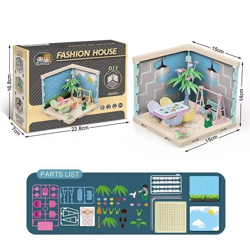 Wholesale DIY Educational Children Customized Toys  Mini Assembling a small villa Kit for Kids Fashion House Colorful Plastic