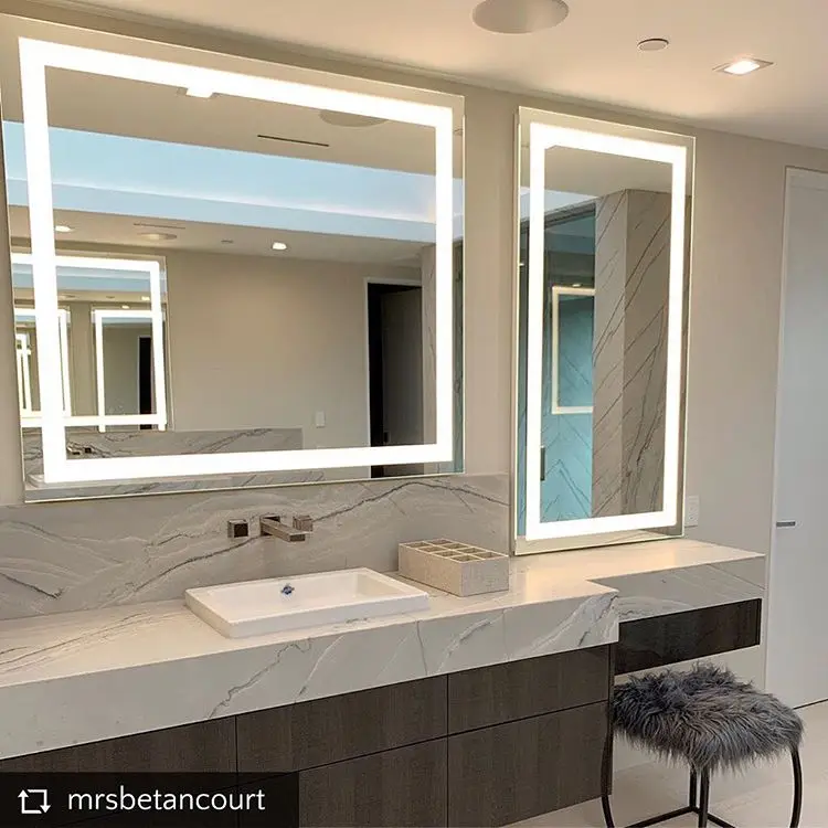 
Hotel led wall mirrors frameless bath mirrors bathroom lighted glass mirror with waterproof IP44 rating 