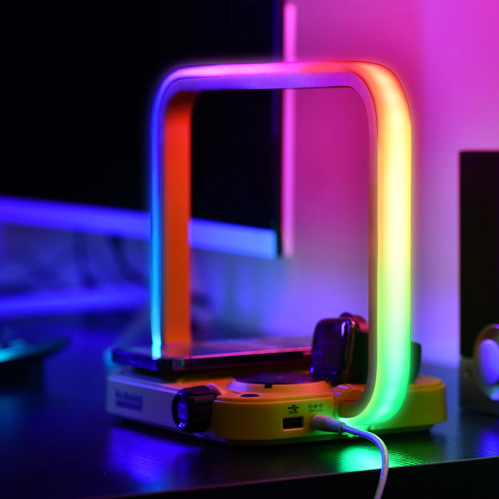 Wholesale Wilit timing night light mood rgb dimming game type usb led table lamp fold 3 in 1 wireless charger bedside lamp