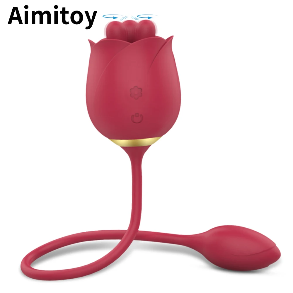 Секс-игрушка для взрослых Aimitoy оптовая продажа Женский Вибратор сосания клитора Вращающийся язык секс-игрушка вибратор розовый