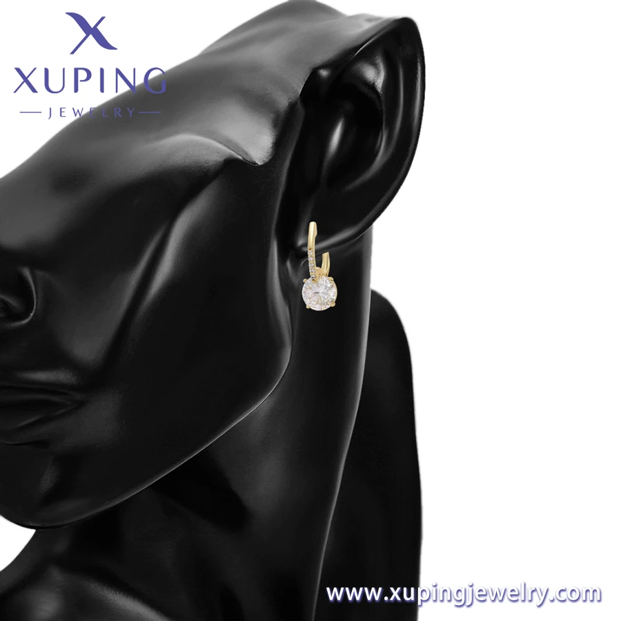 X000670153 Xuping Jewelry Fashion Diamond Earrings Hoop 14K Gold Plated Jewelry Wholesale Copper Earrings