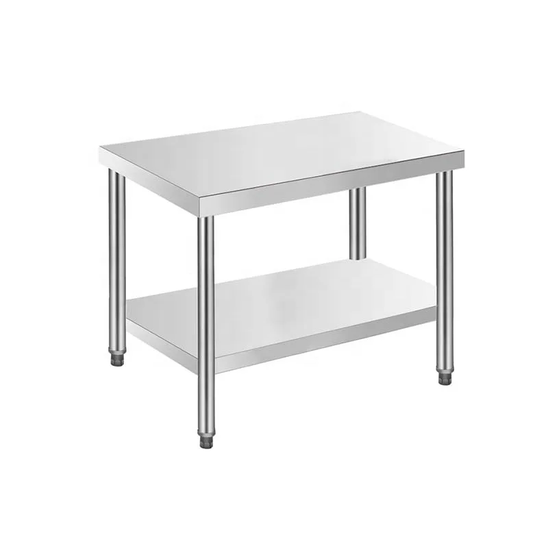 Two Tier Hotel Restaurant Kitchen Working and Prepping Table Fish Cleaning Table Work Table Stainless Steel Work Bench
