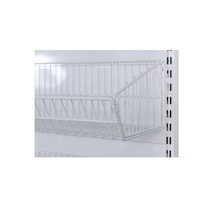 Supermarket Gondola Shelf Wire Mesh Hanging Basket Shelf with Divider for Grocery Store