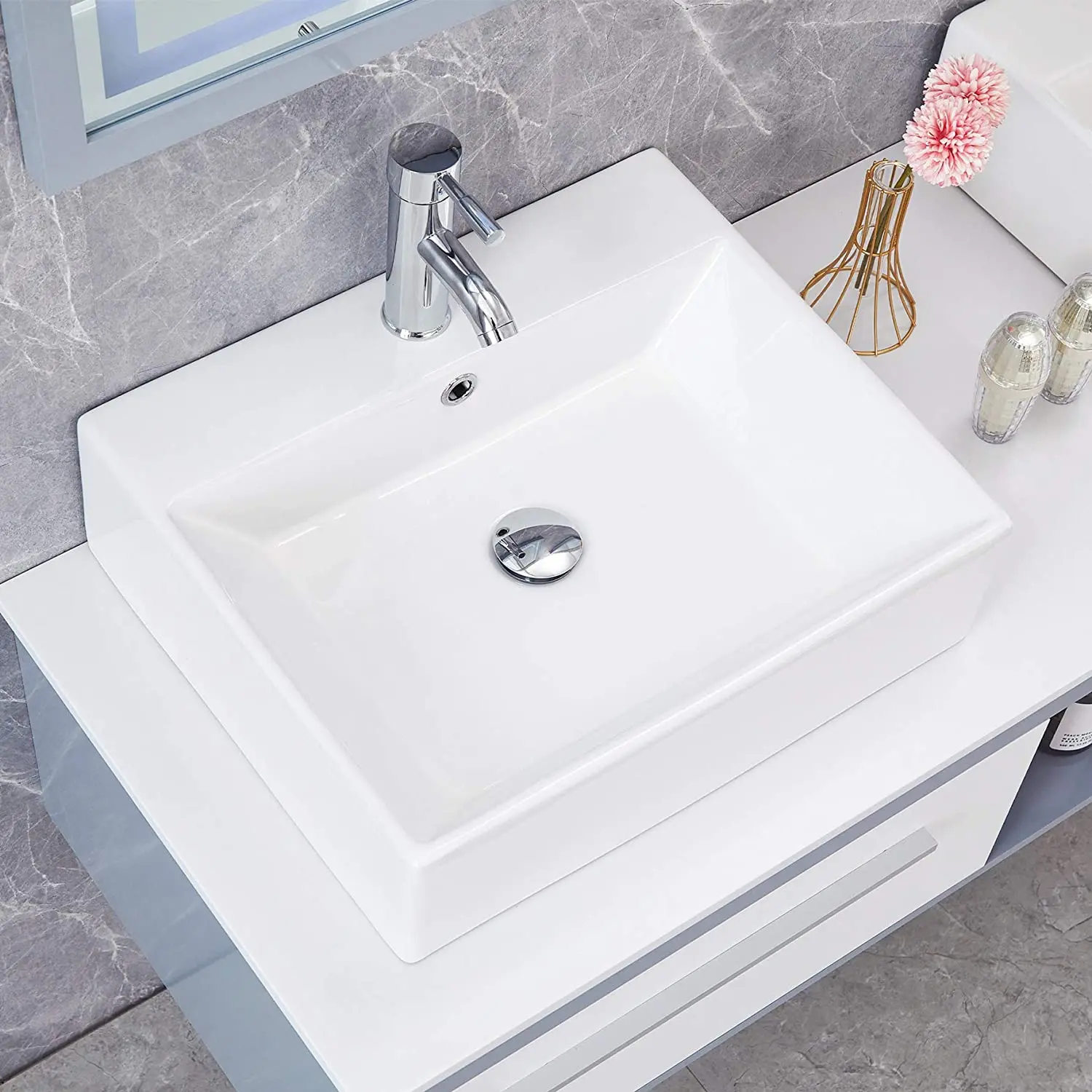 OEM cabinets vanities High Bathroom bathroom vabity sink Ceramic Counter Top Rectangular Wash Basin ceramic basin manufacturers