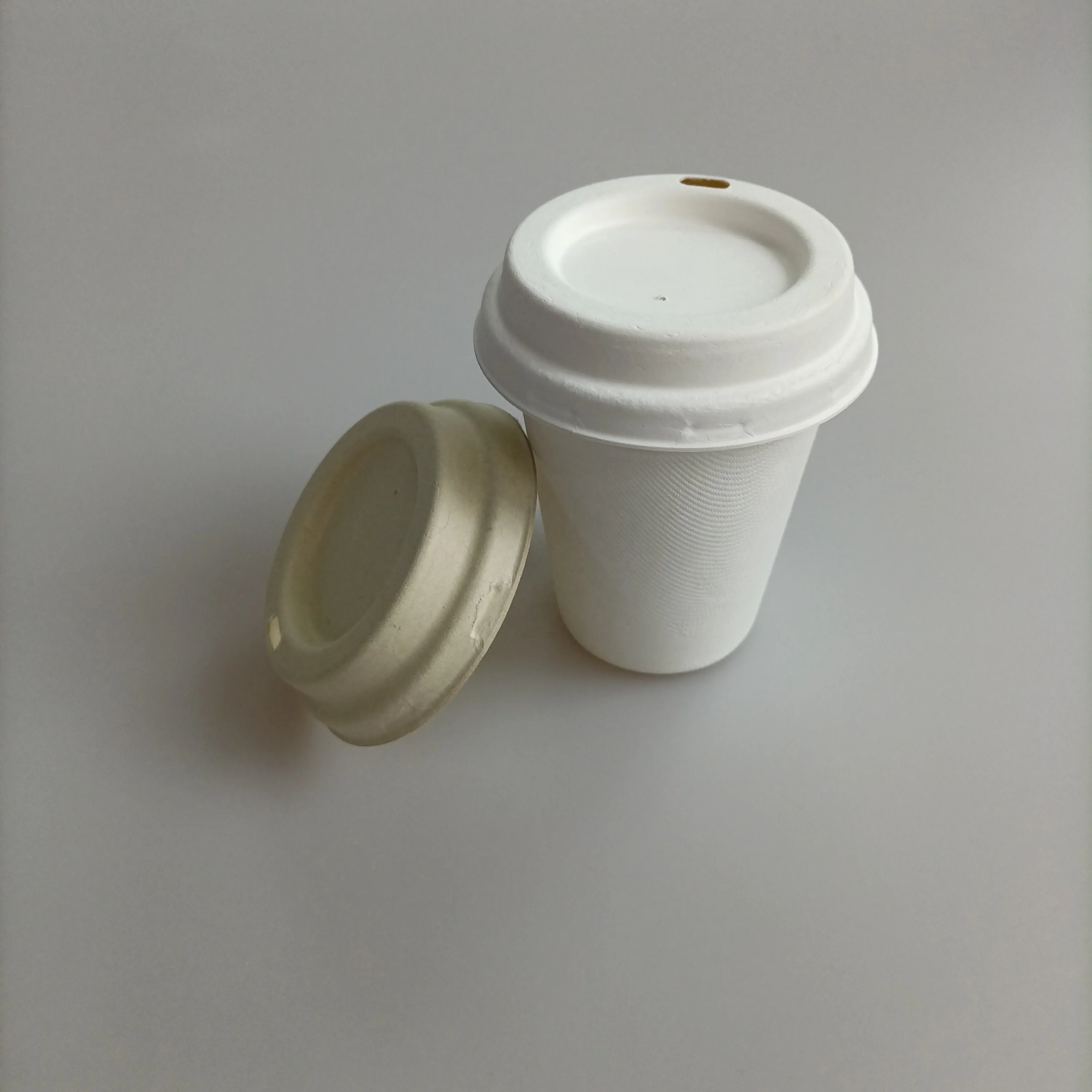 Hot Coffee Paper Cup With Bagasse Compostable Disposable Biodegradable Cups With Lids 12Oz Compostable Coffee Cups Lid