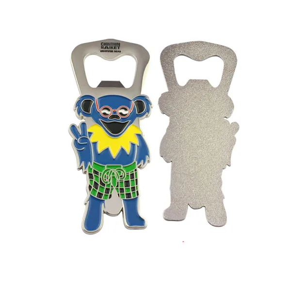 Customized logo die cast soft enamel cute animal metal bottle opener