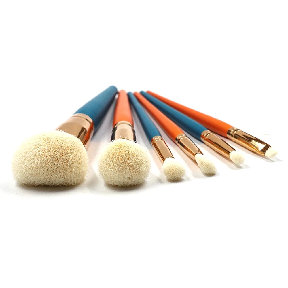 Luxury Premium Blue Orange Color Nose Eye Shadow Makeup Blending Brushes Tapered Cosmetic Brush Set