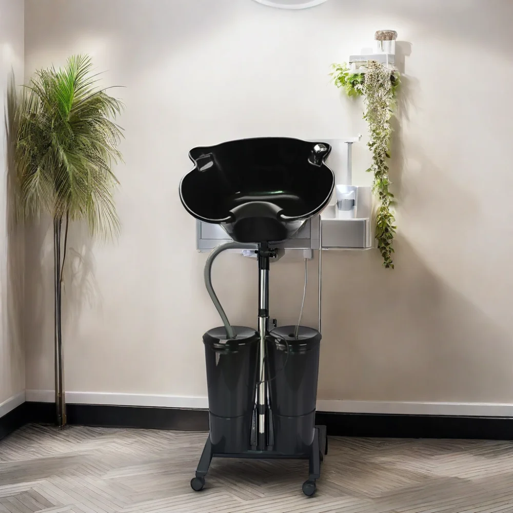 Barber shop hair salon dedicated portable standing mobile shampoo basin adjustable shampoo sink