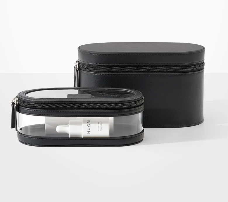 2-IN-1 classic custom waterproof beauty case tpu leather makeup bag travel organizer toiletry cosmetic bag set