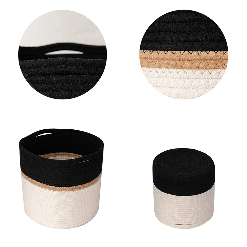 Wholesale Foldable Cotton Woven Rope Plant Basket For Flower Pot Home Decor Planters Storage Organizer Laundry, Grocery Basket