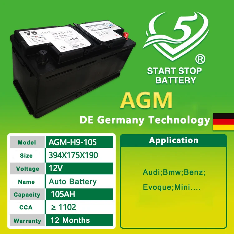 AOGEWE Wholesale Factory Para Bateria Camion Portable China 12v 105ah Automotive Auto Batteries Agm Varta Car Battery