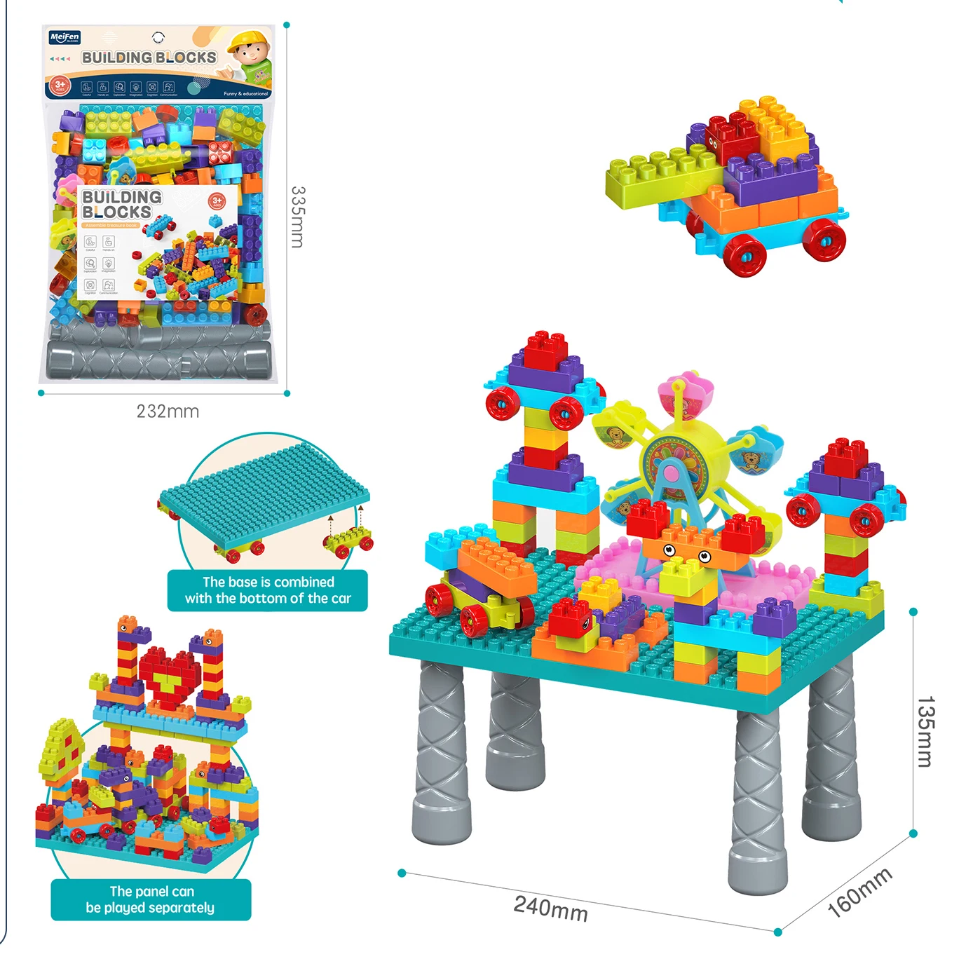 Learning Game Assemble Blocks Table Toy Set Building Toys Kids Intelligence Child Block Building Tables