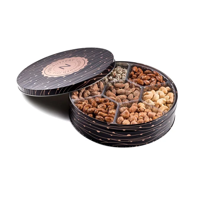 High Quality Custom Printing Food Grade Round Metal Moon Nuts Cookie Cake Tin Box