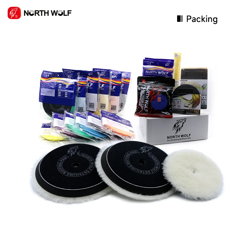 North Wolf Polishing Wool Lamb Buffing Pad 5inch White Wool Finishing Pad For Car Detailing