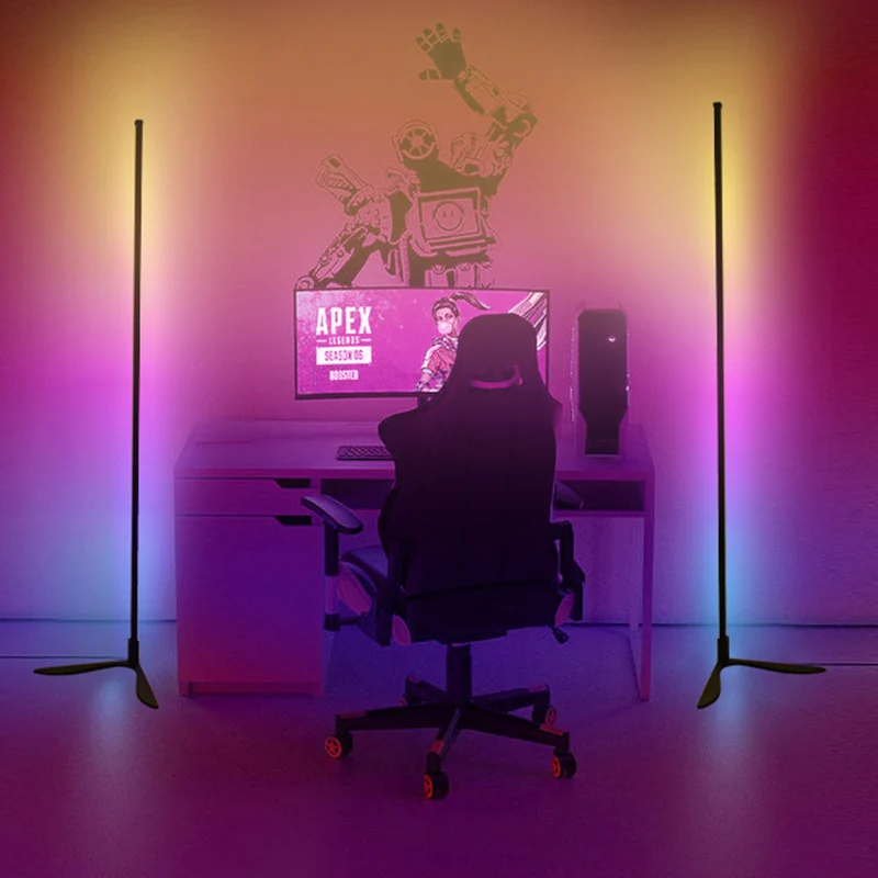Custom Multicolor Smart Floor Lamp Atmosphere Alexa APP Remote Control Vertical Color Changing RGB LED Corner Floor Lamp