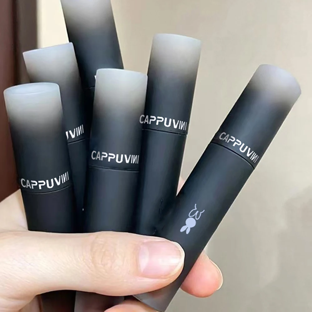 High Impact Color Macaron cute Lip Mud Cappuvini Super Stay Matte Long Lasting Whitening Light Rosey Nude Soft Lip Gloss