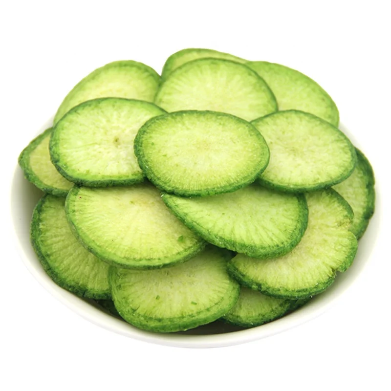 Halal Certificate Dried Vegetables Vacuum Fried Green Radish Chips For Wholesale Cheap And OEM Professional