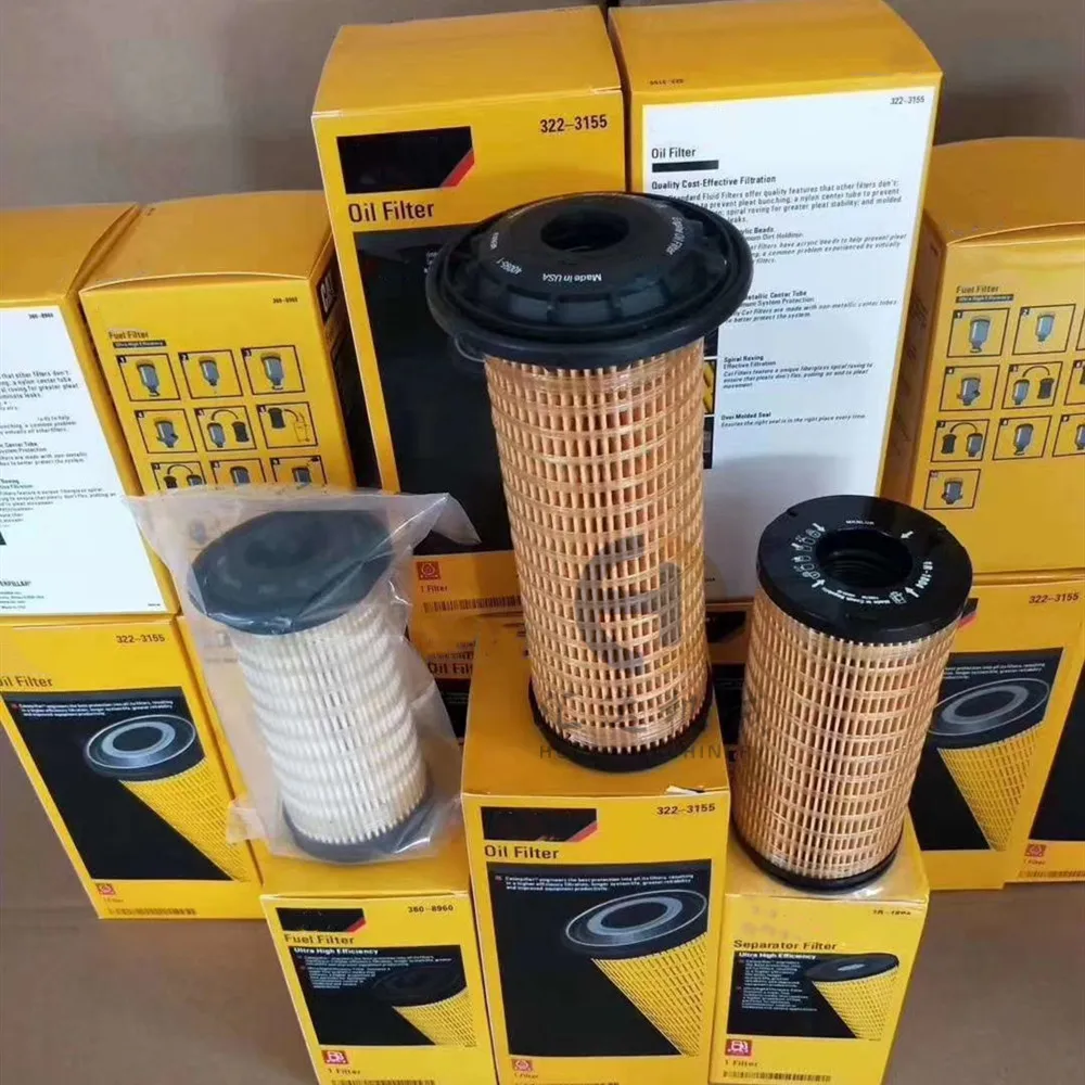 Huida Excavator Engine Oil Filter Element Used For excavator filter 1R-0749 1R-0762 1R-0750 1R-0751 1R-1808 1R-8716 1R-0755