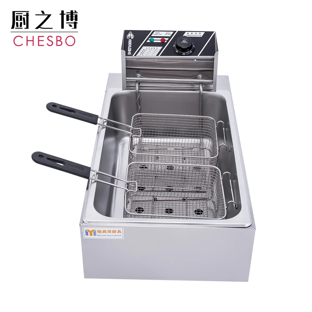 22Liter 3000W Commercial Electric Deep Fryer Countertop Fryer Stainless Steel French Fries Fryer Machine Restaurant 1 Tank Dual
