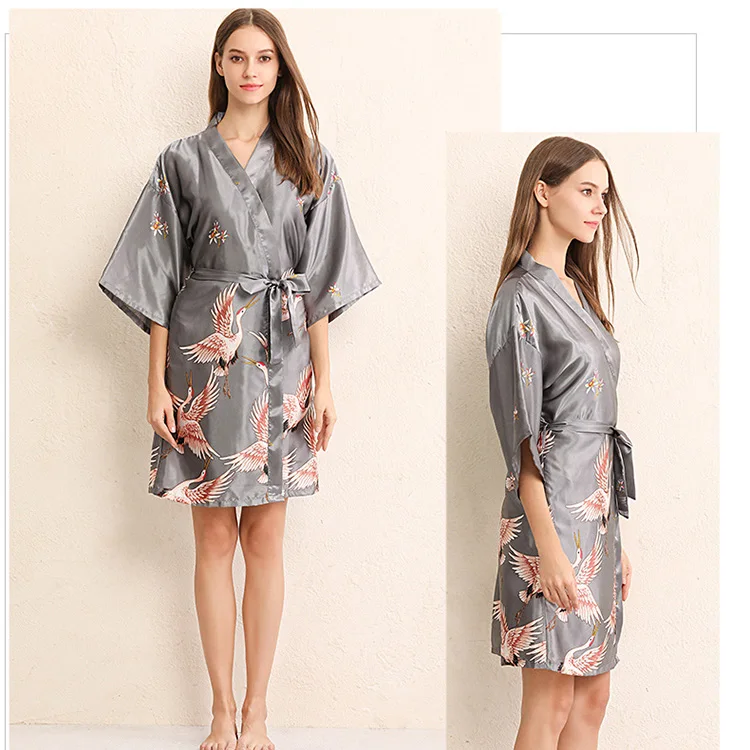 Wedding Party Bridesmaid Satin Robe Nightgown Dentelle High Quality Kimono Robe women