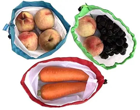 Heavy duty washable fruit and vegetable mesh sacks bag for grocery
