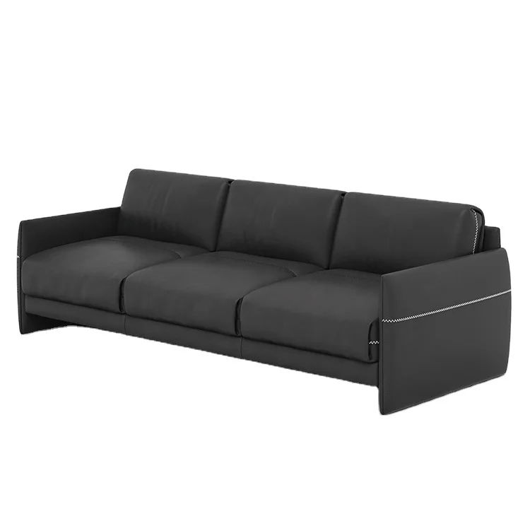 Гостиная гостиная диван черный кожаный современный секционный диван мебель