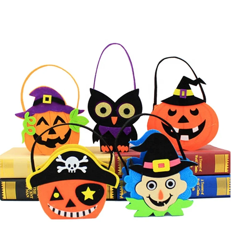 Custom New arrivals felt calabazas halloween tote candy bags for children