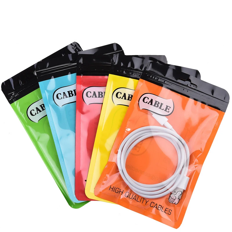 USB Cable Wire Earphone Packaging Bags Clear Retail Bag for Phone Accessories Case Cable Zip Lock Packages