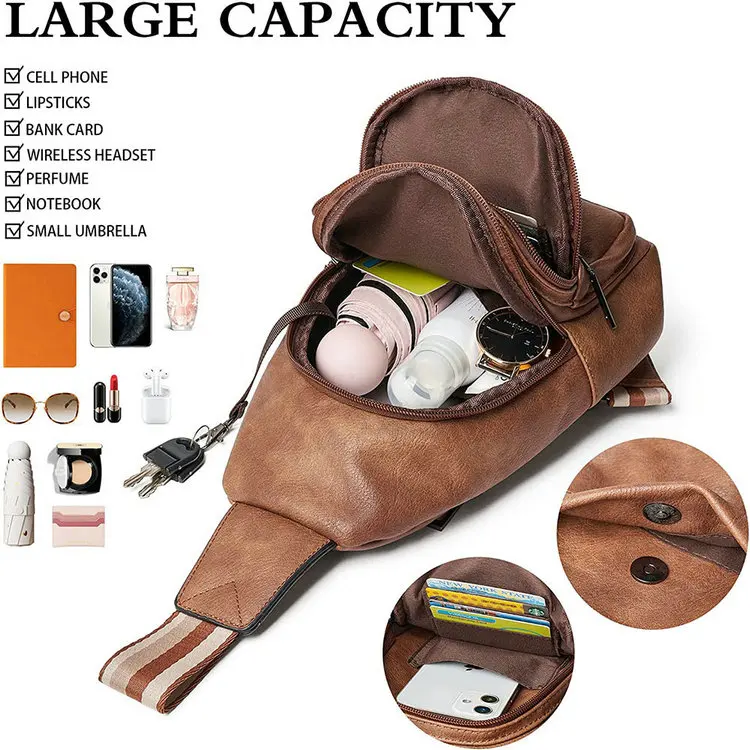 Fashion Mobile Phone Cell PU Leather side Waist Chest Sling Crossbody Luggage Travel Shoulder Messenger Bag  Box Pouch for Women