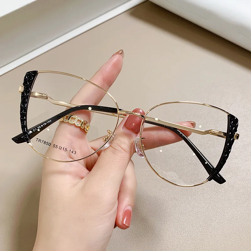TR Textured Ring Eyewear Frame Avant-garde Trend Style Ladies Fashion Anti-blue Light Eyeglasses Computer Protective Spectacle