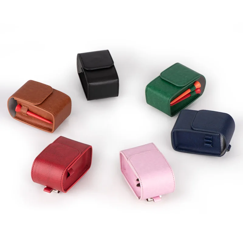 Wholesale Leather Golf Ball Pouch Outdoor Ball Waist Bag Organizer Case Golf Accessories Storage Bag for Golf