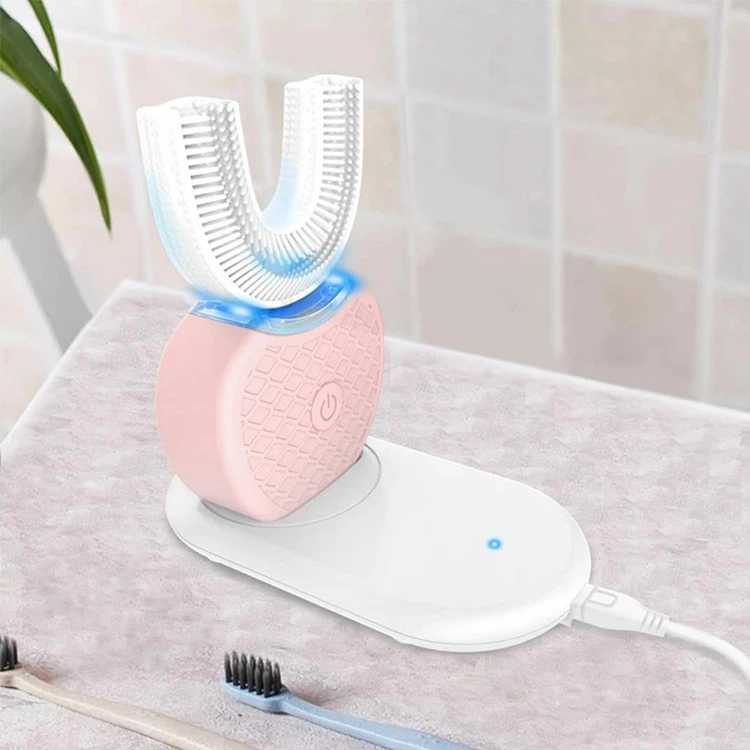 Smart 360 Automatic Electric Sonic Toothbrush U Type Tooth Brush USB Charging Tooth Teeth Whitening Blue Light Waterproof Adult
