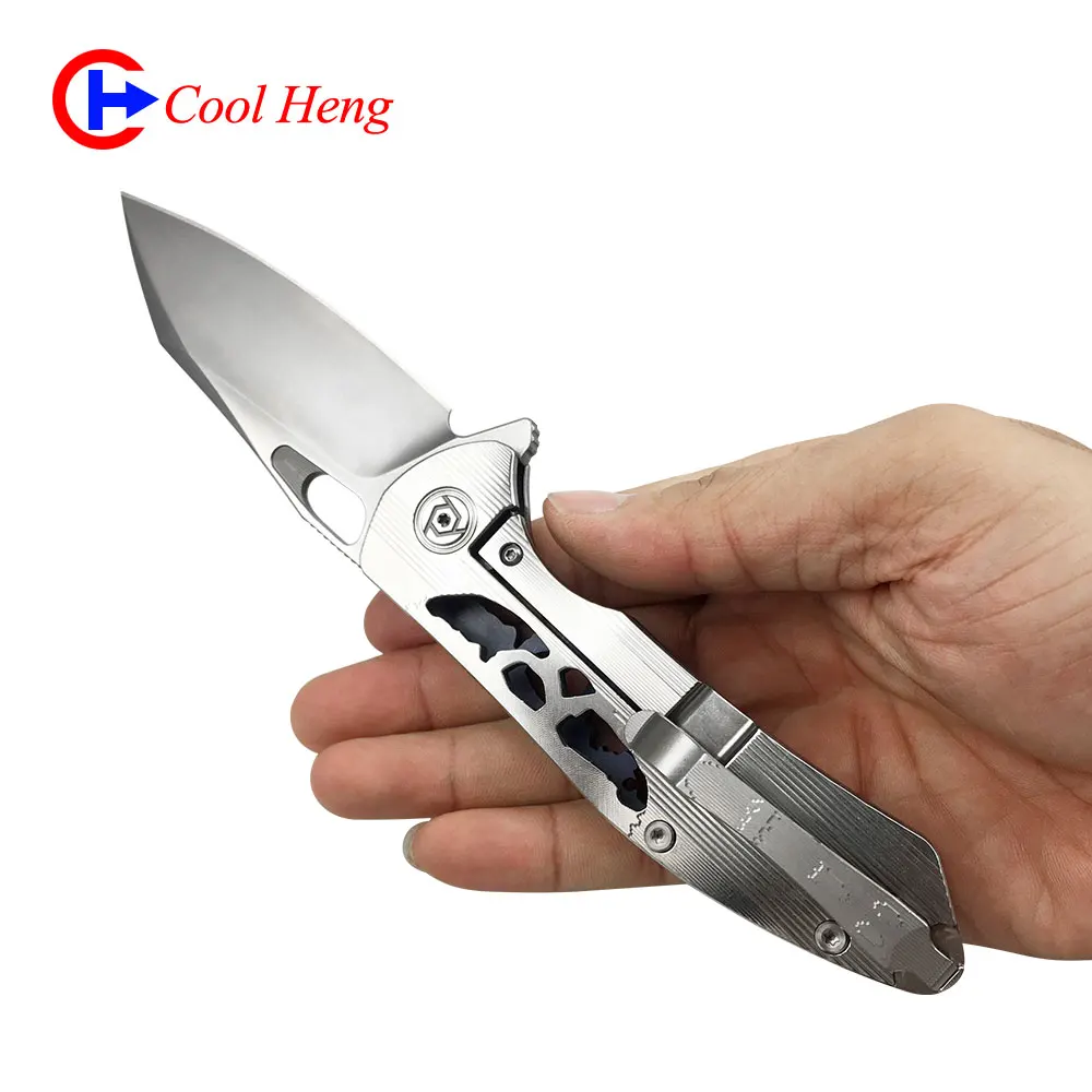 
wholesale S35VN steel Titanium handle CNC Machining Bearing Quick Opening outdoors Camping Battle Pocket knife Folding knife 