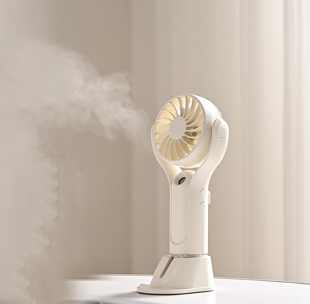 2024 new summer portable mini handheld fan USB rechargeable phone stand humidifier  cooling personal 120 degree small mist fan