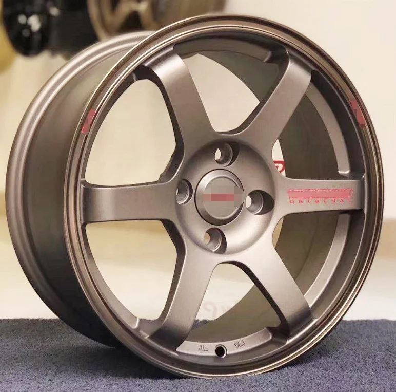 Factory Wholesale Te37 15 Inch 16 Inch 4x100 5x114.3 Sand Bronze Matt Black Aluminum Alloy Wheels Rims