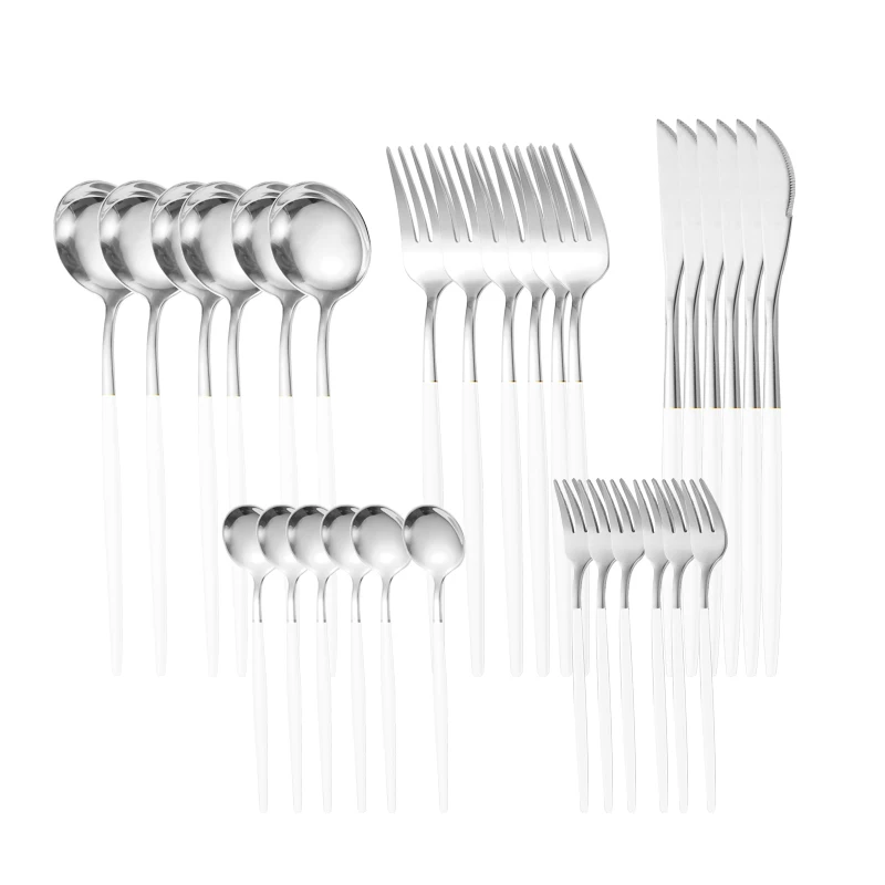 Good selling 2021 luxury cutlery set theme party gold plated spoon fork knife silver forks and spoons stainless steel tableware